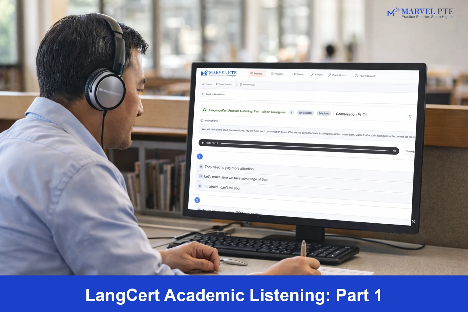 LanguageCert Listening Part 1 double playback strategy