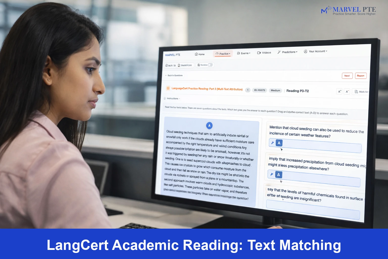 LanguageCert Reading Part 3 text matching strategy
