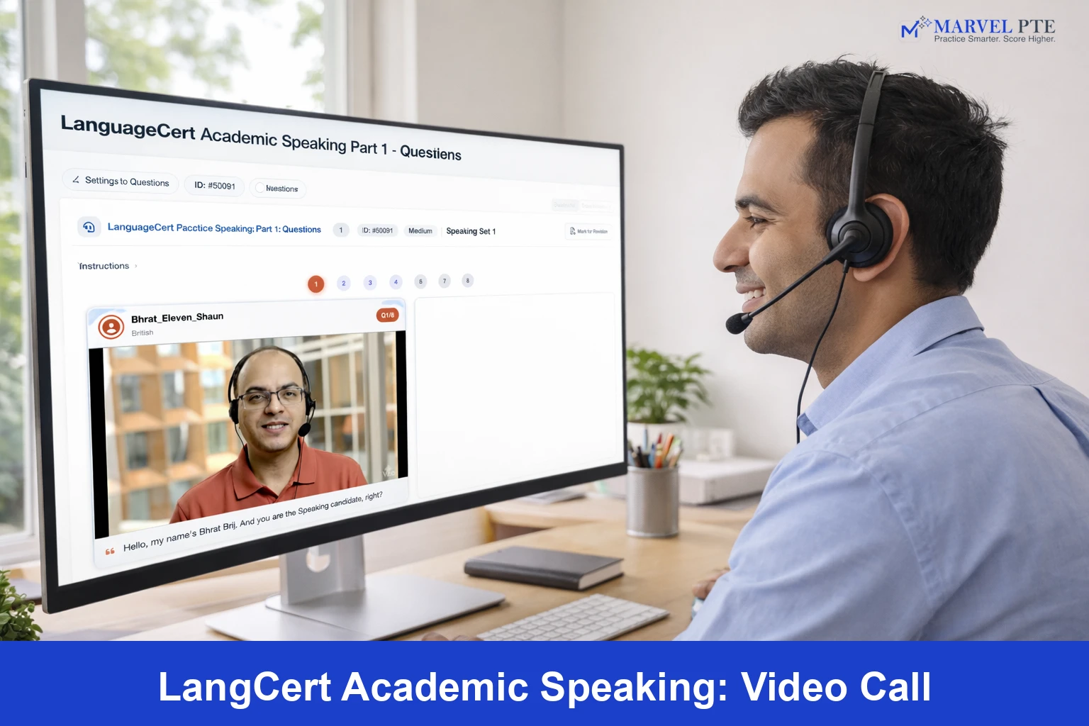 LanguageCert Speaking Part 1 video call with human examiner